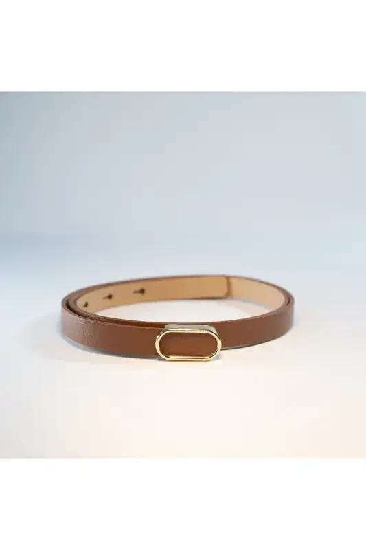 Imported Oval Gold Buckle Thin Belt, Trouser Belt, Shirt Belt, Jacket Belt - 6