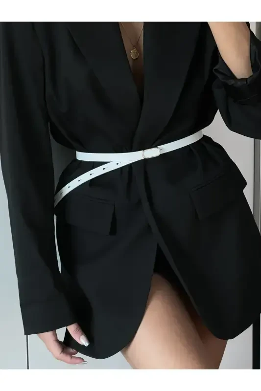 Imported Oval Gold Buckle Thin Belt, Trousers Belt, Shirt Belt, Jacket Belt - 2