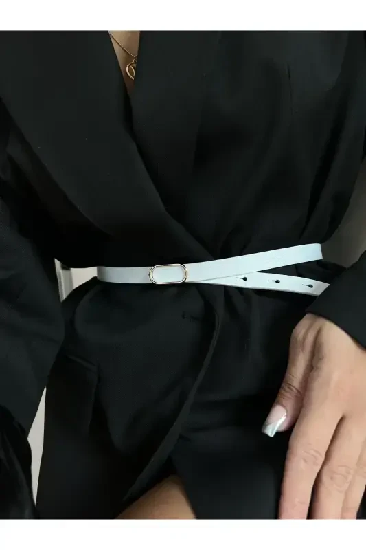 Imported Oval Gold Buckle Thin Belt, Trousers Belt, Shirt Belt, Jacket Belt - 4