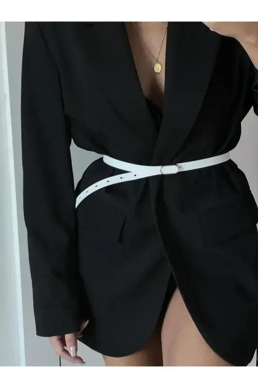 Imported Oval Gold Buckle Thin Belt, Trousers Belt, Shirt Belt, Jacket Belt - 5