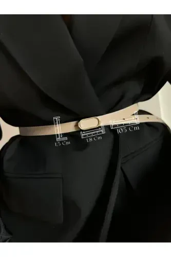 Imported Oval Gold Buckle Thin Belt, Trousers Belt, Shirt Belt, Jacket Belt - 1