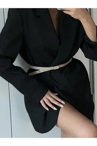 Imported Oval Gold Buckle Thin Belt, Trousers Belt, Shirt Belt, Jacket Belt - 5