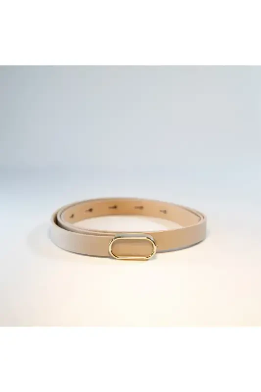 Imported Oval Gold Buckle Thin Belt, Trousers Belt, Shirt Belt, Jacket Belt - 6