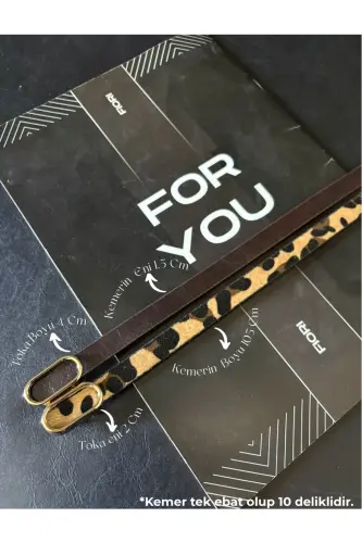 Imported Thin Belt with Oval Gold Buckle, Pants Belt, Shirt Belt, Jacket Belt - Brown-Leopard 