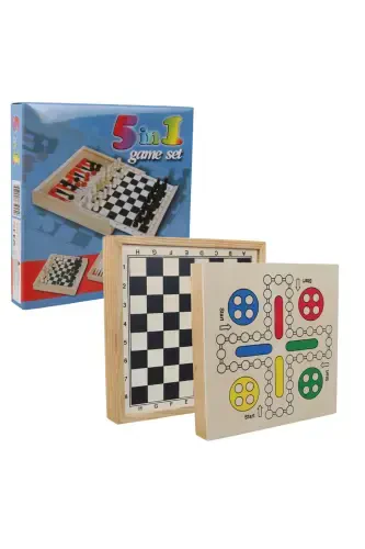 Imported Wooden Five-Game Set (chess, checkers, backgammon, K.brother, S.test) - 1