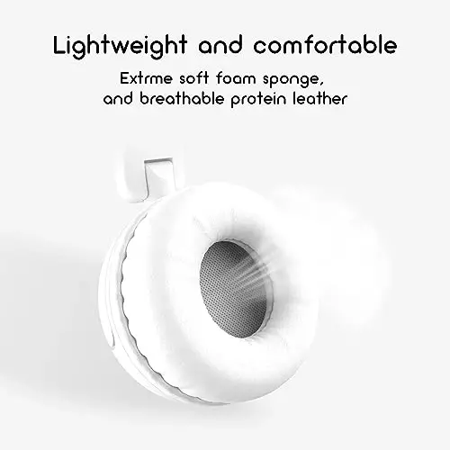 IMYB Kids Headphones, V1 Wired Stereo Foldable Tangle-Free 3.5mm Adjustable On-Ear Headphones for Kids for School/Toddlers/Childrens/Teens/Boys/Girls/Ipad/Tablet/Kindle/Phones/Travel/Plane (White) - 4