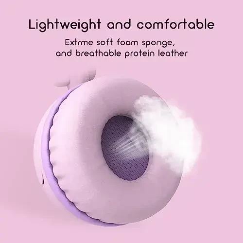 IMYB Kids Headphones, V1 Wired Stereo Foldable Tangle-Free 3.5mm Adjustable On-Ear Headphones for Kids for School/Toddlers/Childrens/Teens/Boys/Girls/Ipad/Tablet/Kindle/Phones/Travel/Plane (Pink) - 4