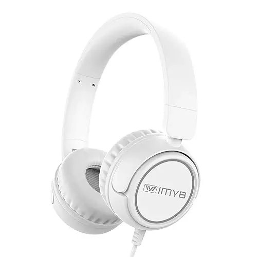 IMYB Kids Headphones, V1 simli stereo buklanadigan chalkashmas 3,5 mm sozlanishi mumkin bo'lgan bolalar uchun quloqchinlar maktab/yosh bolalar/bolalar/o'smirlar/o'g'il bolalar/qizlar/Ipad/planshet/Kindle/telefonlar/sayohat/samolyot uchun (oq) - IMYB