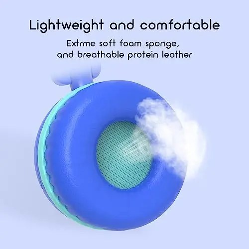 IMYB Kids Headphones, V1 Wired Stereo Foldable Tangle-Free 3.5mm Adjustable On-Ear Headphones for Kids for School/Toddlers/Childrens/Teens/Boys/Girls/Ipad/Tablet/Kindle/Phones/Travel/Plane (Blue) - 4