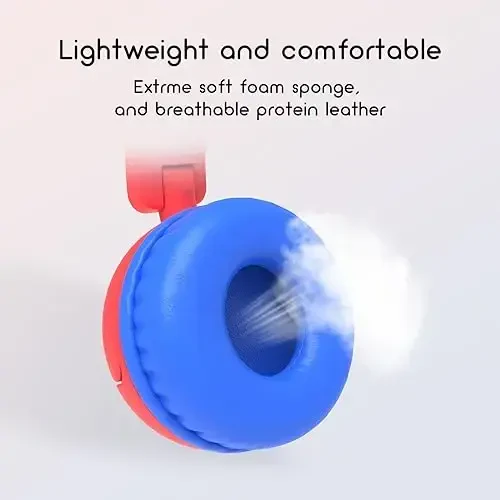 IMYB Kids simli naushniklar simli, Stereo buklanadigan chalkashmas 3,5 mm Jek sozlanishi quloqchin bolalar/yosh bolalar/bolalar/o‘smirlar/o‘g‘il bolalar/qizlar/maktab/Ipad/planshet/Kindle/telefonlar/sayohat/samolyot (qizil) uchun - 4