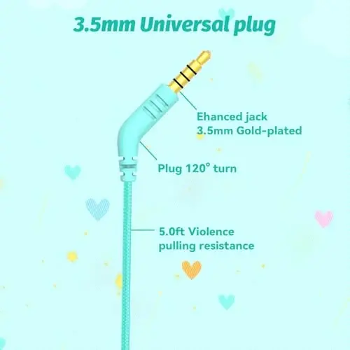 IMYB V1 Kids Headphones, Wired Stereo Foldable Tangle-Free 3.5mm Adjustable On-Ear Headphones for Kids for School/Toddlers/Childrens/Teens/Boys/Girls/Ipad/Tablet/Kindle/Phones/Travel/Plane (Green-RV) - 6