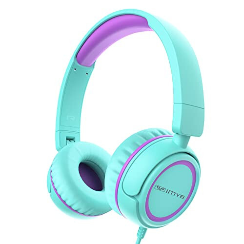IMYB V1 Kids Headphones, Wired Stereo Foldable Tangle-Free 3.5mm Adjustable On-Ear Headphones for Kids for School/Toddlers/Childrens/Teens/Boys/Girls/Ipad/Tablet/Kindle/Phones/Travel/Plane (Green) - MODAZONE