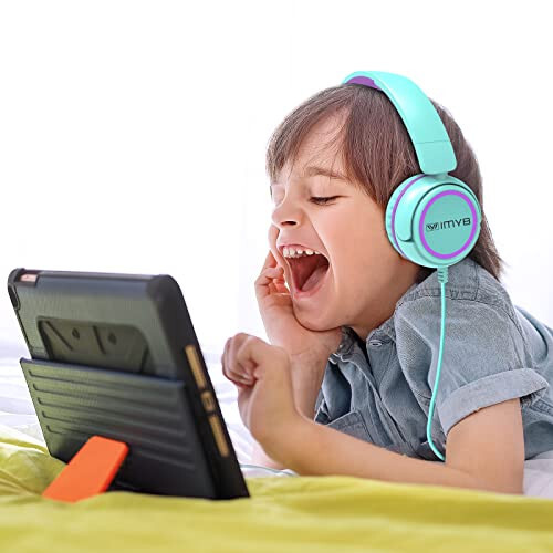 IMYB V1 Kids Headphones, Wired Stereo Foldable Tangle-Free 3.5mm Adjustable On-Ear Headphones for Kids for School/Toddlers/Childrens/Teens/Boys/Girls/Ipad/Tablet/Kindle/Phones/Travel/Plane (Green) - MODAZONE (1)