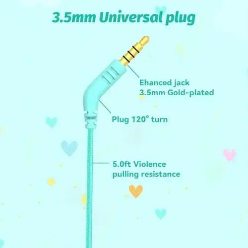 IMYB V1 Kids Headphones, Wired Stereo Foldable Tangle-Free 3.5mm Adjustable On-Ear Headphones for Kids for School/Toddlers/Childrens/Teens/Boys/Girls/Ipad/Tablet/Kindle/Phones/Travel/Plane (Green-RV) - 6