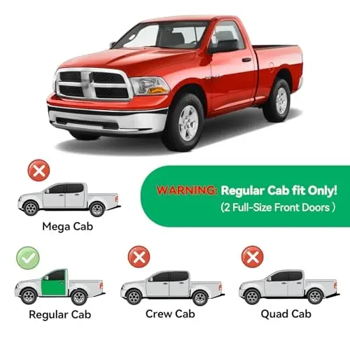 in-Channel Rain Guards for 2009-2018 Dodge Ram 1500 Standard Cab, 2010-2025 Ram 2500 & 3500 Regular Cab, 2019-2024 Ram 1500 Classic, Window Visor Shields Vent Deflector Shade Wind Dark Smoke, 2PCS - CMVT AUTO (1)