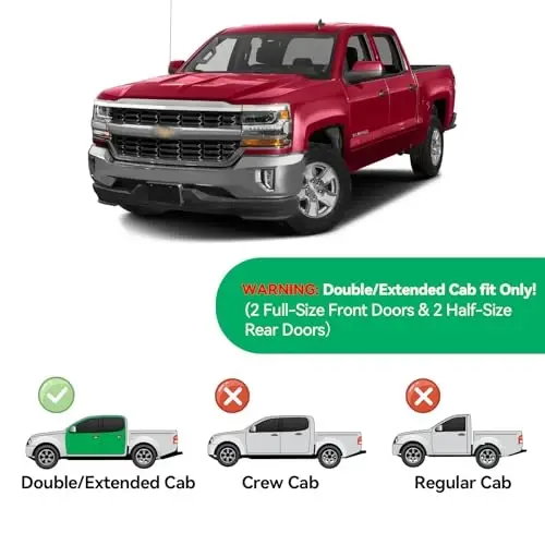 in-Channel Rain Guards for 2014-2018 Chevy Silverado 1500/ GMC Sierra 1500 Double Cab, Window Visor Shields Vent Deflector Shade Wind Dark Smoke for 15-19 Silverado/Sierra 2500 3500, Tape-On, 4PCS - CMVT AUTO (1)