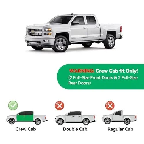 in-Channel Rain Guards for 2014-2018 Chevy Silverado/GMC Sierra 1500 Crew Cab ONLY, Window Visor Shields Vent Deflector Shade Wind Dark Smoke for 15-19 Silverado/Sierra 2500HD 3500HD, Tape on, 4PCS - 2
