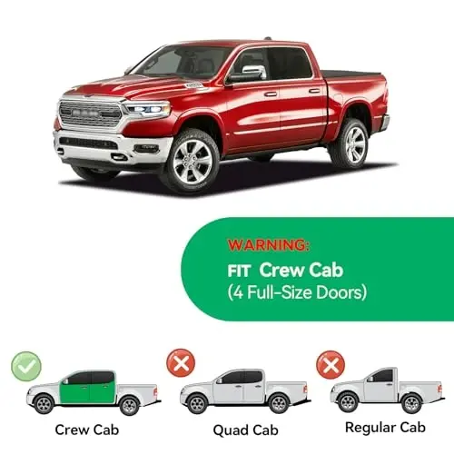 in-Channel Rain Guards for 2019-2026 Dodge RAM 1500 Crew Cab New Body Style, Window Visor Shields Vent Deflector Shade Wind Dark Smoke 2020 2021 2022 2023 2024 2025, Tape-On Inside-Mount, 4PCS - 2