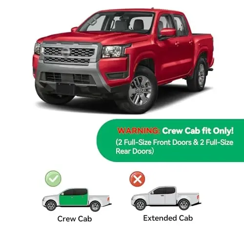 in-Channel Rain Guards for 2022-2026 Nissan Frontier Crew Cab, Window Visor Shields Vent Deflector Shade Wind Dark Smoke 2023 2024 22 23 24 25, Tape-On Outside-Mount, 4PCS 