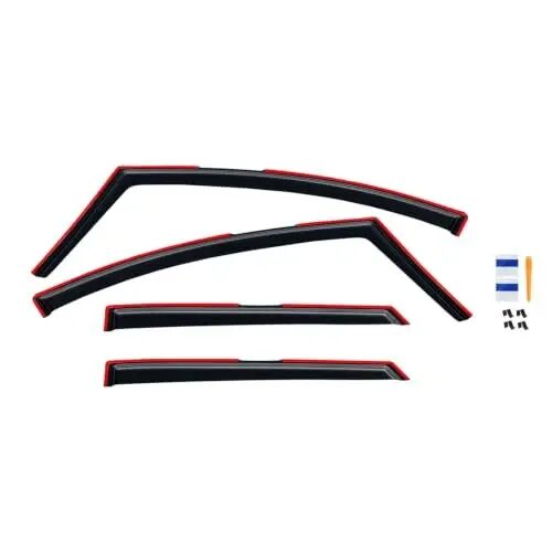 in-Channel Rain Guards for Chevy Bolt EV 2017-2023, Window Visor Shields Vent Deflector Shade Wind Dark Smoke 2018 2019 2020 2021 2022 17 18 19 20 21 22 23, Tape-On Inside-Mount, 4PCS - CMVT AUTO