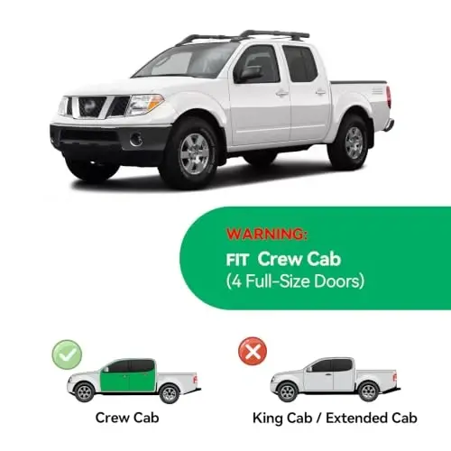 in-Channel Rain Guards for Nissan Frontier 2005-2021 & Suzuki Equator 2009-2012 Crew Cab, Window Visor Shields Vent Deflector Shade Wind Dark Smoke 2006 2007 2008 2010, Tape-On Inside-Mount, 4PCS 
