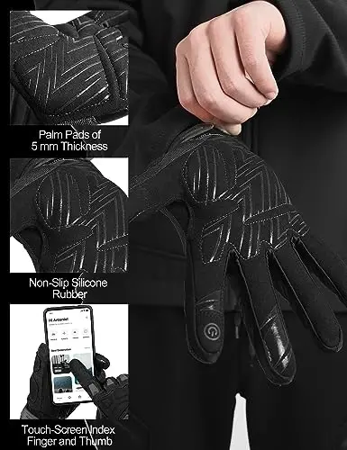 INBIKE Mountain Bike Gloves for Men Knuckle Guard Padded Cycling Gloves | 5mm Shock-Absorbing Palm Padding, MTB, Motocross, Road Cycling, Dirt Biking, Touchscreen Fingers, Anti-Slip Palm - 4