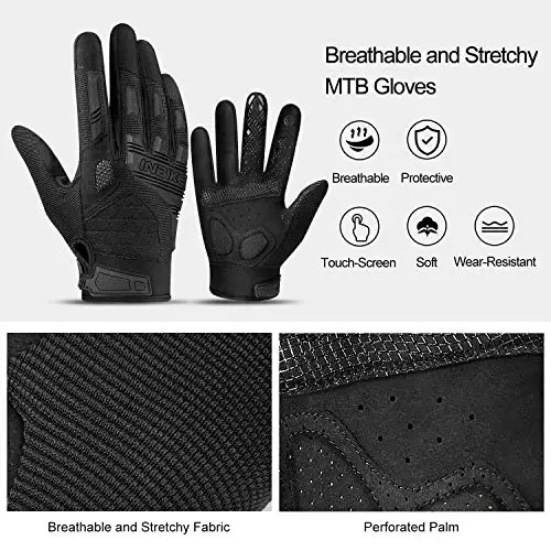 INBIKE MTB Mountain Bike Gloves Touchscreen with Thicken EVA Padded & TPR Knuckle Protection for BMX MX ATV Motorcycle - 5