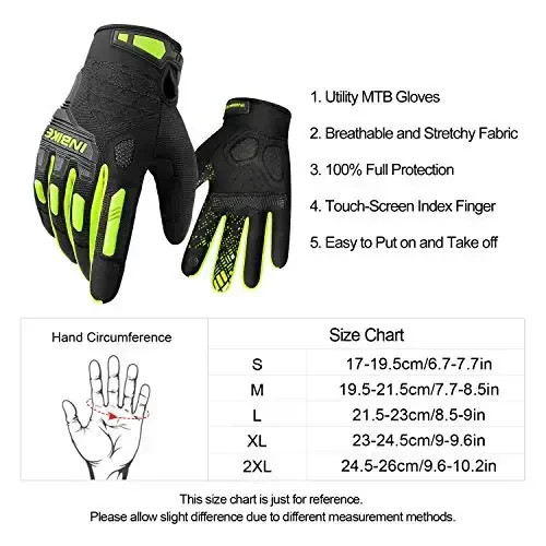 INBIKE MTB Mountain Bike Gloves Touchscreen with Thicken EVA Padded & TPR Knuckle Protection for BMX MX ATV Motorcycle - 6