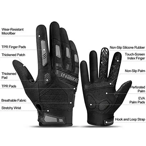 INBIKE MTB Mountain Bike Gloves Touchscreen with Thicken EVA Padded & TPR Knuckle Protection for BMX MX ATV Motorcycle - INBIKE (1)