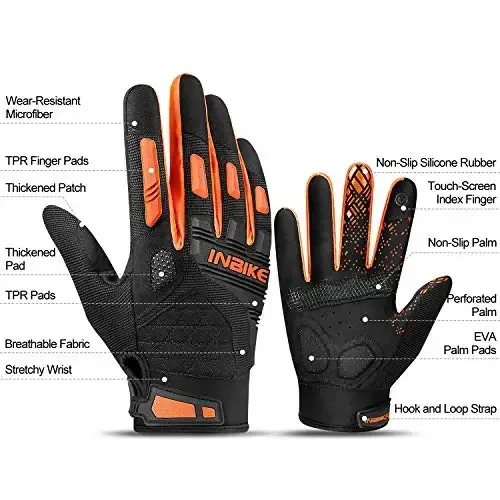 INBIKE MTB Mountain Bike Gloves Touchscreen with Thicken EVA Padded & TPR Knuckle Protection for BMX MX ATV Motorcycle - 2