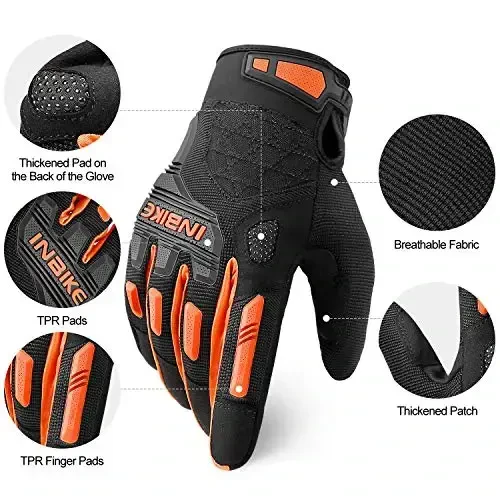 INBIKE MTB Mountain Bike Gloves Touchscreen with Thicken EVA Padded & TPR Knuckle Protection for BMX MX ATV Motorcycle - 5