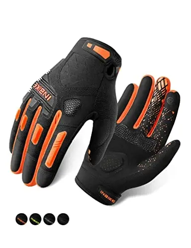 INBIKE MTB Mountain Bike Gloves Touchscreen with Thicken EVA Padded & TPR Knuckle Protection for BMX MX ATV Motorcycle - 1