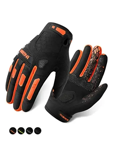 INBIKE MTB Mountain Bike Gloves Touchscreen with Thicken EVA Padded & TPR Knuckle Protection for BMX MX ATV Motorcycle - 1