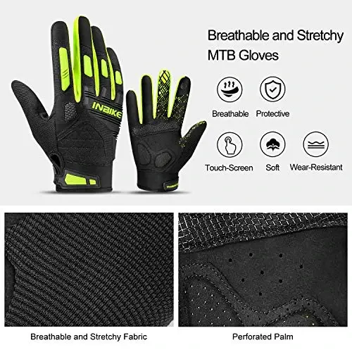 INBIKE MTB Mountain Bike Gloves Touchscreen with Thicken EVA Padded & TPR Knuckle Protection for BMX MX ATV Motorcycle - 3