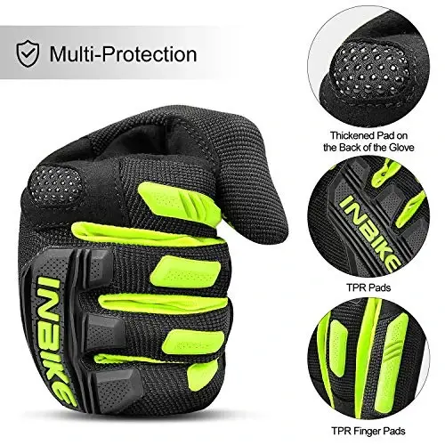 INBIKE MTB Mountain Bike Gloves Touchscreen with Thicken EVA Padded & TPR Knuckle Protection for BMX MX ATV Motorcycle - 4