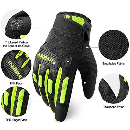 INBIKE MTB Mountain Bike Gloves Touchscreen with Thicken EVA Padded & TPR Knuckle Protection for BMX MX ATV Motorcycle - 5