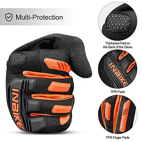 INBIKE MTB Mountain Bike Gloves Touchscreen with Thicken EVA Padded & TPR Knuckle Protection for BMX MX ATV Motorcycle - 4