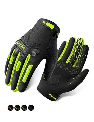 INBIKE MTB Mountain Bike Gloves Touchscreen with Thicken EVA Padded & TPR Knuckle Protection for BMX MX ATV Motorcycle - INBIKE