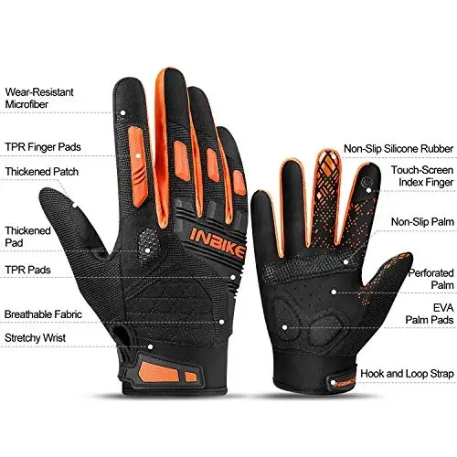 INBIKE MTB Mountain Bike Gloves Touchscreen with Thicken EVA Padded & TPR Knuckle Protection for BMX MX ATV Motorcycle - 2