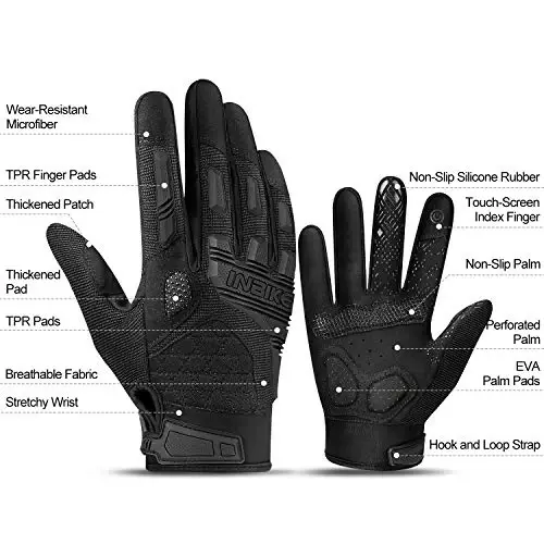 INBIKE MTB Mountain Bike Gloves Touchscreen with Thicken EVA Padded & TPR Knuckle Protection for BMX MX ATV Motorcycle - INBIKE (1)