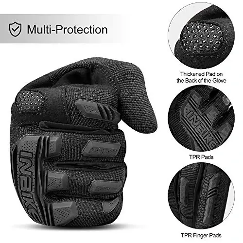 INBIKE MTB Mountain Bike Gloves Touchscreen with Thicken EVA Padded & TPR Knuckle Protection for BMX MX ATV Motorcycle - 1