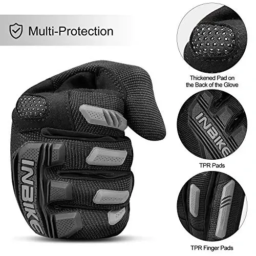 INBIKE MTB Mountain Bike Gloves Touchscreen with Thicken EVA Padded & TPR Knuckle Protection for BMX MX ATV Motorcycle (Medium, Grey) - 4