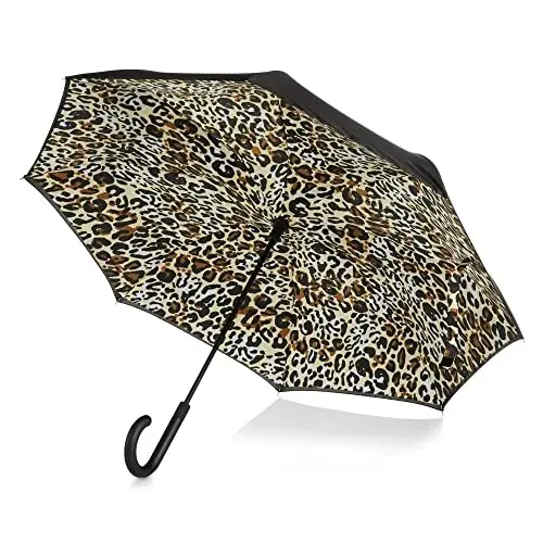 InBrella Reverse Close Umbrella One Size / Honey Leopard - 1