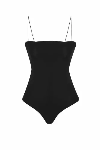 İnce Askılı Bodysuit Siyah-Siyah - QUZU (1)
