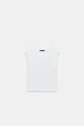İNCE ASKILI POLİAMİD T-SHIRT-Beyaz - 6