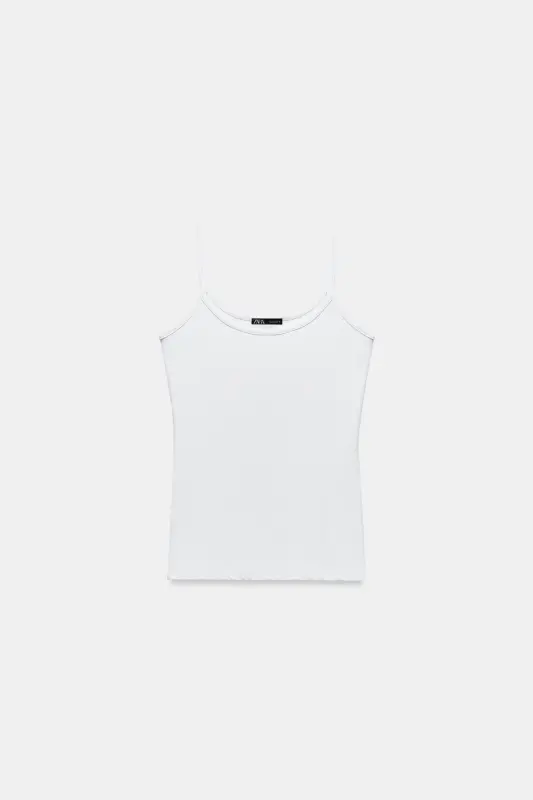 İNCE ASKILI POLİAMİD T-SHIRT-Beyaz - 6