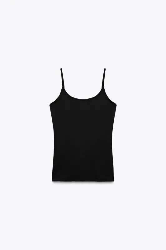 İNCE ASKILI POLİAMİD T-SHIRT-Siyah - 6