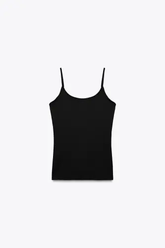 İNCE ASKILI POLİAMİD T-SHIRT-Siyah - 8