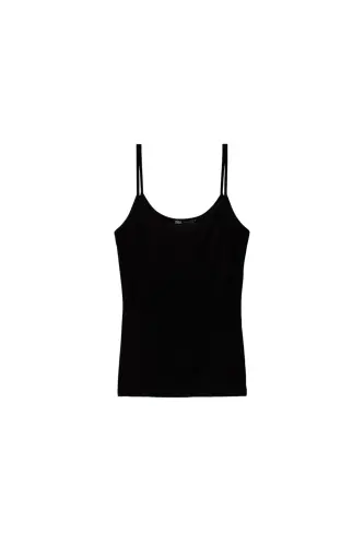 İNCE ASKILI POLİAMİD T-SHIRT-Siyah - 11
