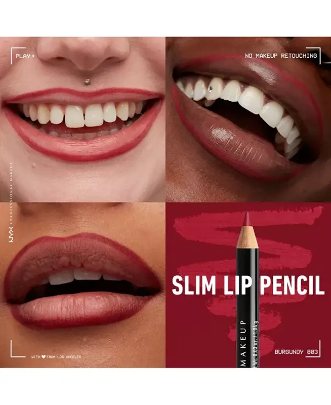 Slim Lip Pencil Creamy Long-Lasting Lip Liner-Burgundy - 4